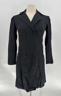 Behnaz Sarafpour for Target Black Trench Coat Small Double Breasted Lace Lining